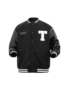 Veste universitaire de couleur unie de qualité supérieure pour hommes, uniforme de baseball ample à la mode, veste bombardier en toile imperméable et coupe-vent, veste décontractée - Product Image 5