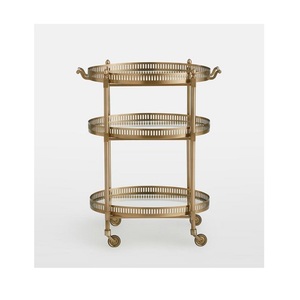 <b>Metal</b> And Glass Food Serving <b>Trolley</b> <b>With</b> <b>Wheels</b> Premium Quality Food Serving <b>Trolley</b> For Home Restaurant Use - Product Image 2