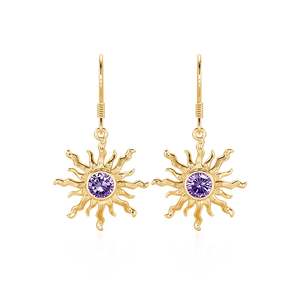 Boucles d'oreilles Jeulia Bohème en Améthyste et Or, Bijou Tendance, Idée Cadeau - Product Image 1