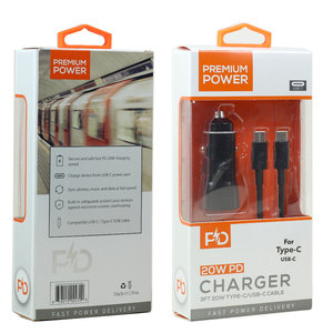 Caricabatterie rapido tipo USB-C C 2 in1 20W PD con cavo USB-C 3FT per telefoni e tablet universali - Product Image 1