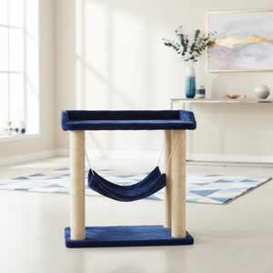 ที่นอนแมวคุณภาพสูง Amistar Royal Blue Cat Retreat พร้อมที่ลับเล็บแบบเปลญวนสำหรับแมวทุกขนาด - Product Image 6