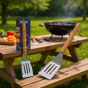 Espátula para Barbacoa de Acero Inoxidable con Mango de Madera (41cm) C83500770 Herramienta para BBQ - Product Image 3