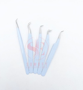 High Quality Somofy Enterprises Stainless Steel Russian Volume <b>Lashes</b> Eyelash Tweezers 10mm Precision Narrow Fine Tips - Product Image 2