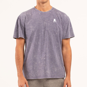 เสื้อยืดผู้ชายคุณภาพสูง 100% ผ้าฝ้าย ล้างสีแบบแอซิดวอช หนานุ่ม สไตล์วินเทจ ทรงโอเวอร์ไซส์ ลุคดิสเทรส - Product Image 1