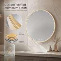 Miroir de salle de bain rond de 600 mm avec éclairage LED personnalisé, gradation progressive, fournisseur d'accessoires dorés de 4 mm, fabricants de LED sur mesure