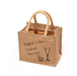 Sac fourre-tout en Jute naturel écologique avec Logo personnalisé, sac de bouteille de vin en jute, sacs de transport pour le vin - Product Image 1