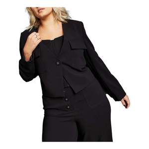 Blazer da donna Royalty by Maluma con bottone singolo sul davanti angolato, colore nero, taglia X-Large - Product Image 1