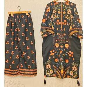 Traje de Satén de Dos Piezas FUSION Long Length 2-PCS SL00248, Conjunto de Dos Piezas con Manga Tres Cuartos para Otoño, Talla 2XL - Product Image 2