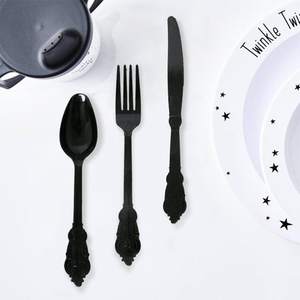 Ensemble de 3 couverts en acier inoxydable Ensemble de couverts idéal pour cuisine de table Hôtel Usage domestique Couleur noire Plaqué Ensemble de couverts Poignée Design unique - Product Image 1