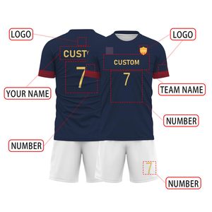 ชุดฟุตบอลยูนิเซ็กซ์ เสื้อและกางเกงขาสั้น ชุดยูนิฟอร์ม-แขนสั้น โลโก้สั่งทำได้ กันน้ำ ระบายอากาศ โพลีเอสเตอร์ 100% - Product Image 6