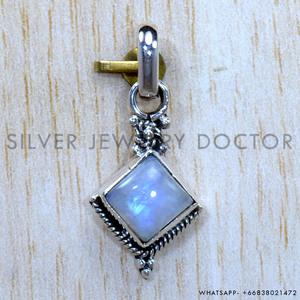 Precio al por mayor joyería Rainbow Moonstone Vintage Look colgantes finos de plata esterlina - Product Image 2