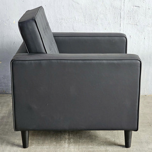 Sillón GSD68035 06, Sofá Individual con Diseño Acolchado, Cuero Genuino Cuadrado, Simili Negro Horneado, Muebles para el Hogar, Metal, Apartamentos - Product Image 5