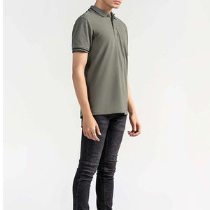 La mejor opción para tallas grandes para Polos Jersey 100% algodón manga corta larga rayas bordado Logo transpirable de punto - Product Image 3