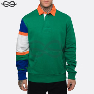 Sudadera de gran tamaño de color negro 100% algodón de manga larga Sudadera de cuello redondo de lana en blanco para hombre - Product Image 5