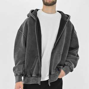 เสื้อฮู้ดดี้โอเวอร์ไซส์ปักลายคุณภาพสูงแบบสั่งทำปี 2025 ผ้าฝ้ายฟลีซ 100% มีกระเป๋า ระบายอากาศได้ดี แห้งเร็ว สไตล์วินเทจ - Product Image 1