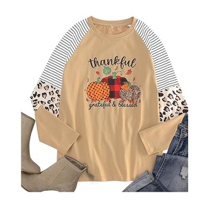 New Arrival Top Quality 100% Cotton Single Jersey Long Sleeve Round Neck Women's Printed T-shirt From Bangladesh Factory Price - Product Image 5