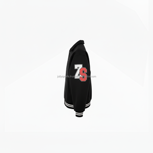 Chaqueta universitaria de lana de alta calidad, forro suave de Color negro, Parche de chenilla personalizado, Logo, ropa de calle pesada, chaqueta universitaria para hombre - Product Image 5