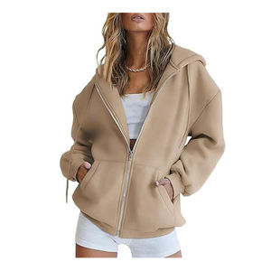 Sweat-shirts à capuche oversize pour femmes, hiver 2025, fermeture éclair, décontractés, 100% coton, personnalisation avant, tenues de mode automne été, pas cher - Product Image 3