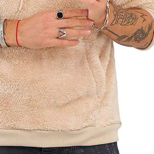 Pull-over d'hiver chaud Sherpa Hoodie Streetwear Solid Color Cozy Soft Sherpa Fleece Hoodie For Men - Product Image 5