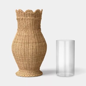 Sustainable Woven <b>Wicker</b> Natural Rattan Decorative <b>Vase</b> <b>Tall</b> Body Crown Top Handmade Interior Decor For Wholesale Bulk Orders - Product Image 5