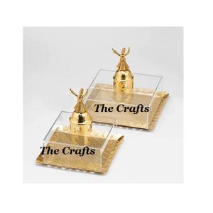 Bandeja de servicio de acrílico y metal de diseño islámico con asas en forma de Luna Bandeja de chocolate especial de Ramadán de la mejor calidad - Product Image 6