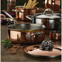 Panci Panggang Tembaga Berkualitas Tinggi dengan Tutup, Wadah Casserole Tembaga Oval, Peralatan Masak Premium, Set Panci Sajian Buffet Hotel