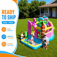 Château gonflable avec toboggan et filet de sécurité pour 5 enfants, tissu Oxford épaissi 420D+840D pour château gonflable extérieur