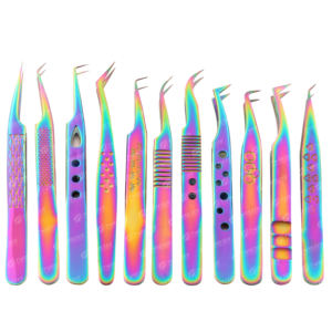 Nueva gama de pinzas de extensión de pestañas de acero inoxidable, punta de fibra de sujeción fuerte, embalaje personalizado, punta afilada - Product Image 4