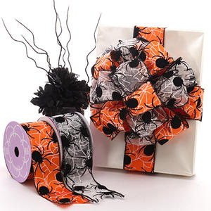 Halloween Decoration Spider Web Flocked <b>Wired</b> <b>Ribbon</b> - Product Image 1