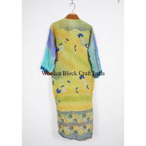 Bata de seda floral suave para mujer, kimono largo, vestido de fiesta bohemio de manga larga para verano y primavera, venta al por mayor - Product Image 5