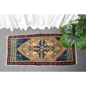 Large 1.7 X 3.6ft Bohemian Beige Black Wool <b>Rug</b> Classic Turkish Style Patchwork Pattern Latex Backing for Bedroom <b>Hallway</b> <b>Rug</b> - Product Image 1