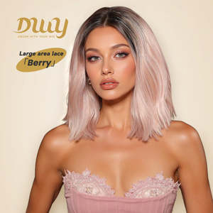 Berry H-DWY 134 Lace Front Free Part High Quality Short-Length Wavy <b>Pink</b> Synthetic <b>Wig</b> 24 Inches Stretched Length Glueless - Product Image 1