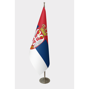 Official Serbia Indoor <b>Flag</b> with Digital Printing Aluminum <b>Pole</b> Cloth or Polyester/Silk Material - Product Image 1