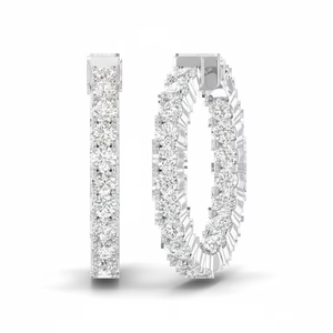 Boucles d'oreilles créoles inversées en or 14 carats et diamants ronds |   Diamant taille brillant 4,02 carats total - Product Image 1