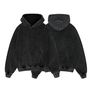 100% algodón 500gsm personalizado de gran tamaño desgastado bordado grueso Sudadera con capucha de peso pesado hombres Vintage piedra ácido lavado Sudadera con capucha - Product Image 1