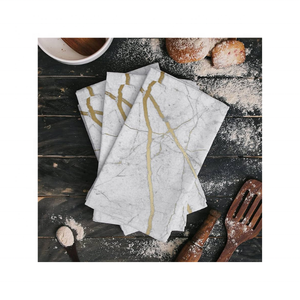 Durable 100% algodón bordado azul toallas de cocina reciclado Lino económico amigable paquete tres para uso diario de limpieza - Product Image 2