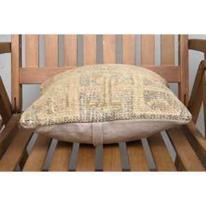 Luxury 14x14 Inch <b>Beige</b> Kilim Patchwork Wool Pillow Rustic Floral and Vintage Print <b>Throw</b> Pillow for Bedding Woven with Silk - Product Image 5