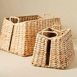 Juego de 2 Cestas de Paja con Marco Metálico de Diseño Antiguo de Mediados de Siglo, de Alta Calidad, para Hotel y Dormitorio - Product Image 1
