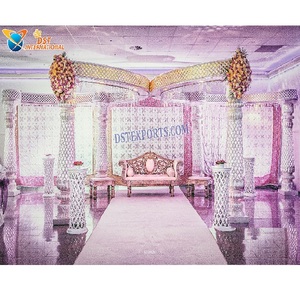 Romántico Rosa tema boda Mandap etapa impresionante boda diamante Mandap en mariposa estilo tendencia boda cristal Mandap - Product Image 1