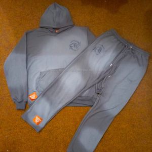 Pantalon évasé vintage oversize personnalisé pour hommes, survêtement à capuche, survêtement délavé à l'acide, survêtement avec impression thermique, éponge française unie, grande taille - Product Image 1