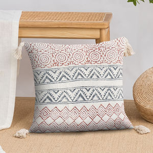 Concepteur traditionnel motif Zigzag conceptions main bloc impression motif 100% coton matériel housses de coussin pour la maison salon décor - Product Image 2