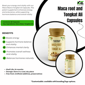 Maca Root & Tongkat Ali Cápsulas GMP Certified Natural Energy Booster Mejora la resistencia y aumenta la energía - Product Image 2