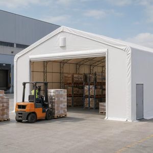Abri de stockage industriel à double treillis de <span class=keywords><strong>grande</strong></span> portée 30x40x20 pieds, structure galvanisée, couverture en maille PE/PVC pour stockage extérieur - Product Image 1