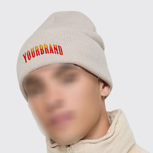 <b>Top</b> Trendy Design Men's Solid color Jacquard Knitted Beanies Warm Winter Acrylic Beanie With Custom Embroidery logo man Caps - Product Image 1