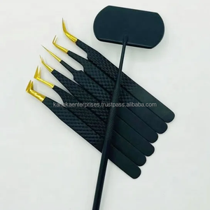 Pinces à épiler professionnelles pour extensions de cils en acier inoxydable, pointe en fibre, anti-magnétiques, antistatiques, durables, tailles 12 cm/13 cm/14 cm - Product Image 2