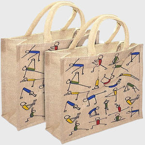 Producto de Venta caliente de alta calidad logotipo personalizado yute bolsa de compras bolsa de lona de algodón artículo personalizado estilo patrón carta promoción ENG - Product Image 3