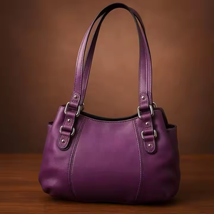 Bolso de un solo hombro de cuero genuino personalizado de lujo para mujer Tipo de cierre de cremallera Bolso de mano Diseño de billetera popular - Product Image 1