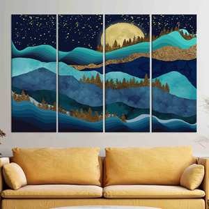 Tableau imprimé sur toile : décoration murale élégante avec paysage de montagne, ensemble de 4 toiles - Product Image 1