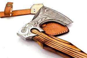 Hacha Vikinga Hecha a Mano de Acero con Alto Contenido de Carbono, Grado Industrial, con Funda de Cuero para Acampar, Uso Diario al Aire Libre y Supervivencia - Product Image 5