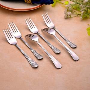 Mini Tenedores Metálicos para Postre Silver Aura (Juego de 6) con Mango de Acero Inoxidable para Frutas, Cenas, Restaurantes y Comida - Product Image 5